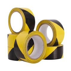 SOCIAL DISTANCING PVC FLOOR HAZARD WARNING TAPE ROLLS SELF ADHESIVE Black/Yellow 48MM X 33M