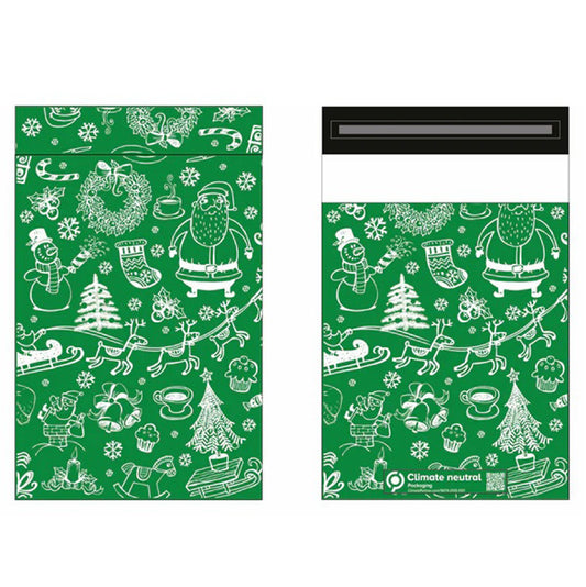 Christmas XMAS GREEN Recycled Mailing Bag